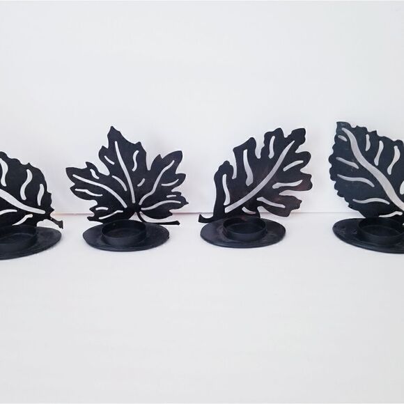 Metal Leaves candle holders 4 - Picture 1 of 7